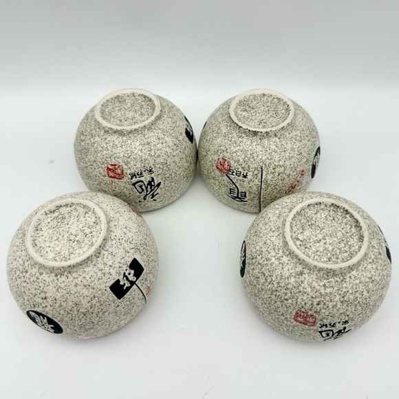 Ancient Japanese Speckled Ceramic Asian Tea Cup Vintage Rare Set of 4 - Picture 8 of 11